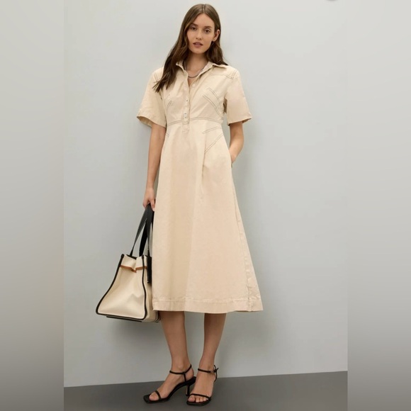 Rosetta Getty Dresses & Skirts - Rosetta Getty Bone Short Sleeve Cotton Shirtdress $360 - Size 2